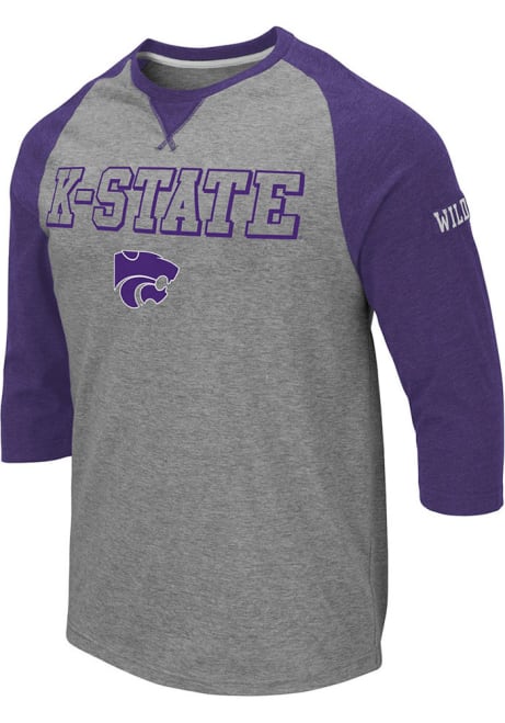 Mens K-State Wildcats Grey Colosseum Soledad Long Sleeve Fashion T Shirt