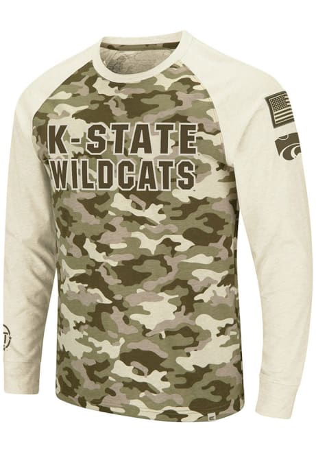 Mens K-State Wildcats Grey Colosseum Operation Hat Trick Camo Raglan Tee