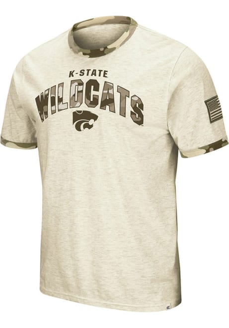 K-State Wildcats Grey Colosseum Operation Hat Trick Camo Ringer Short Sleeve T Shirt