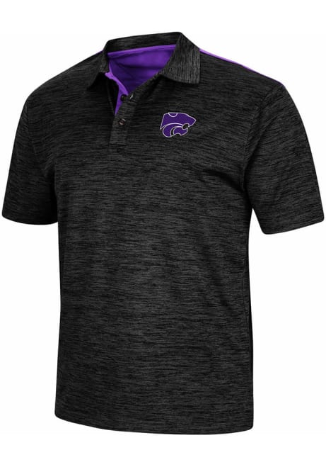 Mens K-State Wildcats Charcoal Colosseum Burrow Short Sleeve Polo Shirt