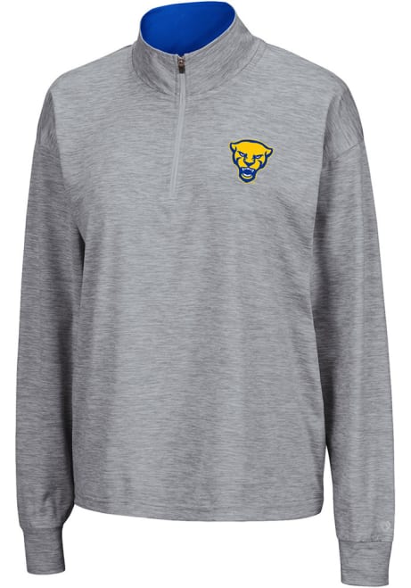 Womens Pitt Panthers Grey Colosseum Oversized Qtr Zip Pullover