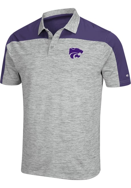 Mens K-State Wildcats Grey Colosseum Einstein Short Sleeve Polo Shirt