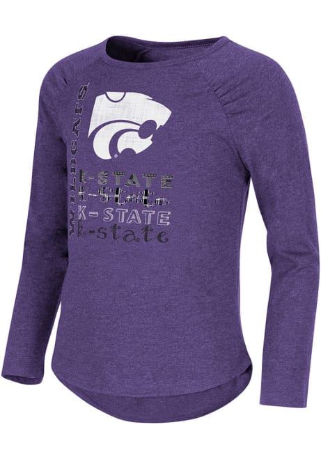 Girls K-State Wildcats Purple Colosseum Heart Long Sleeve T-shirt