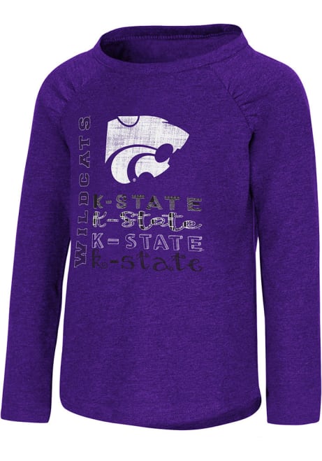 Toddler Girls K-State Wildcats Purple Colosseum Heart Long Sleeve T Shirt