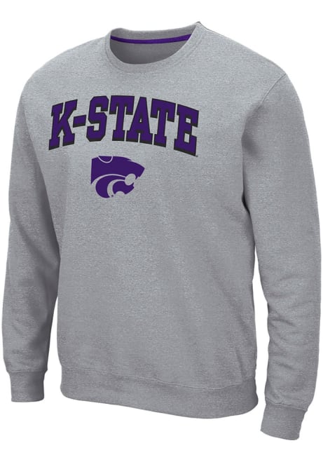 Mens K-State Wildcats Grey Colosseum Elliott Crew Sweatshirt