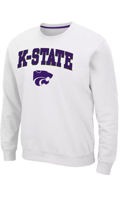 Mens K-State Wildcats White Colosseum Elliott Crew Sweatshirt