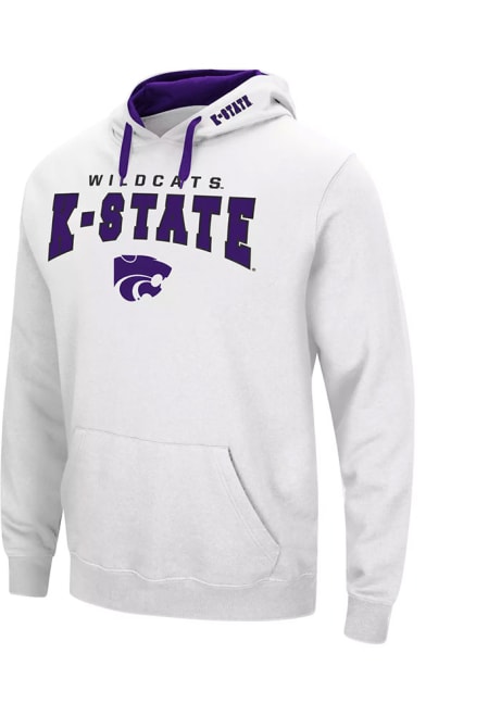 Mens K-State Wildcats White Colosseum Russell Hooded Sweatshirt