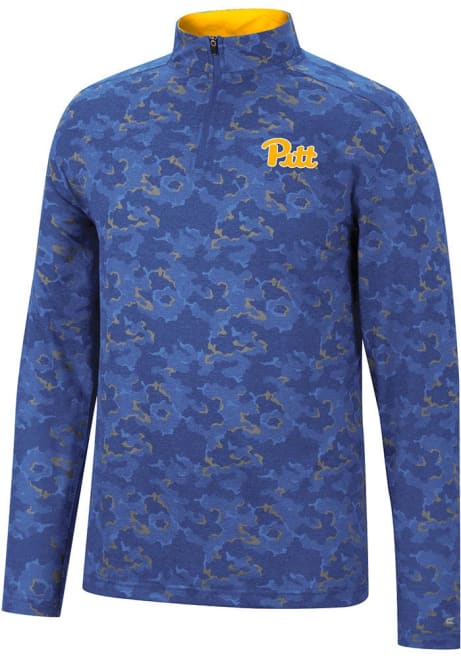 Mens Pitt Panthers Blue Colosseum Tivo Camo Qtr Zip Pullover