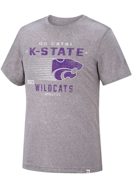 K-State Wildcats Grey Colosseum Les Triblend Short Sleeve Fashion T Shirt