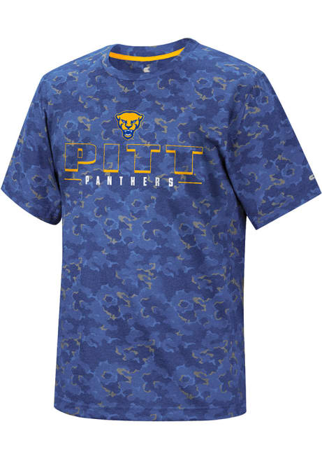 Pitt Panthers Blue Colosseum Pyrotechnics Camo Short Sleeve T Shirt