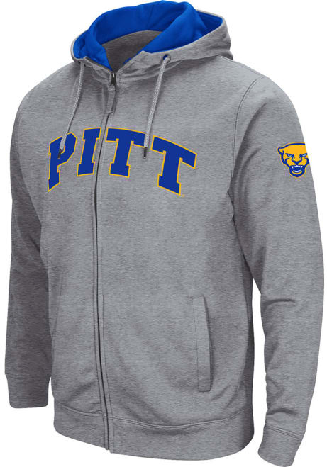 Mens Pitt Panthers Grey Colosseum Henry Fleece Long Sleeve Full Zip Jacket