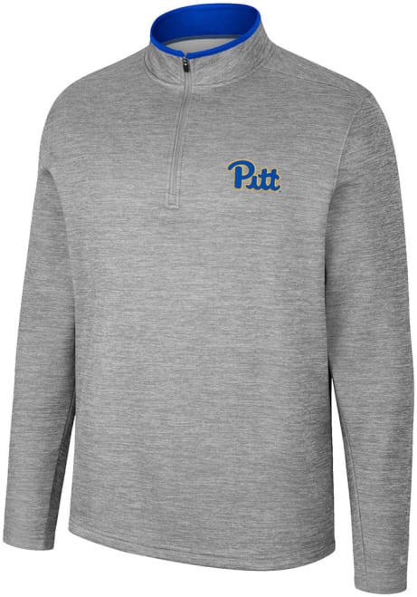 Mens Pitt Panthers Grey Colosseum Chase Qtr Zip Pullover