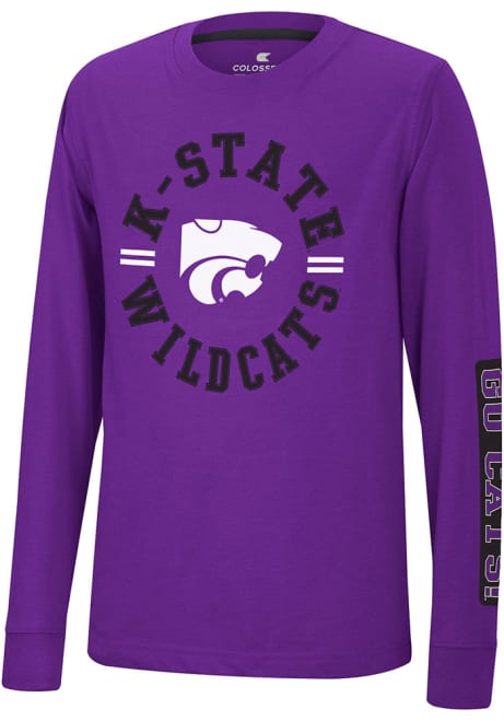 Youth K-State Wildcats Purple Colosseum Trolley Long Sleeve T-Shirt