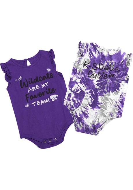 Baby K-State Wildcats Purple Colosseum Two Bits Tie Dye One Piece Set