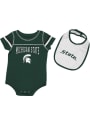 Michigan State Spartans Baby Colosseum Chocolate One Piece with Bib - Green