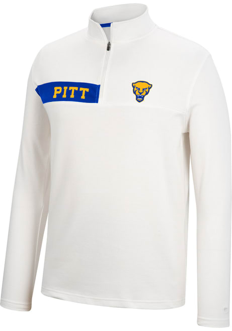 Mens Pitt Panthers White Colosseum Harrington Qtr Zip Pullover