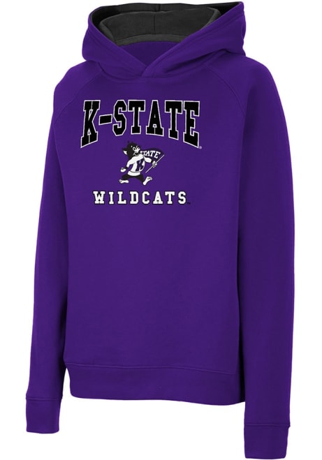 Youth K-State Wildcats Black Colosseum Number 1 Long Sleeve Hooded Sweatshirt