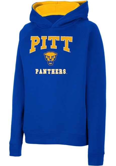 Youth Pitt Panthers Blue Colosseum Number 1 Long Sleeve Hooded Sweatshirt