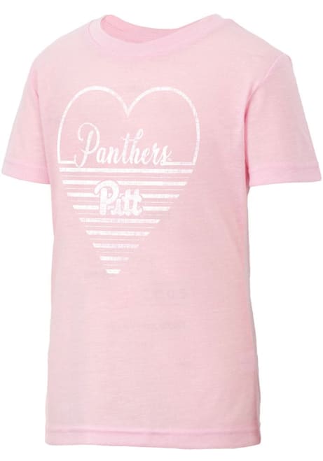 Girls Pitt Panthers Pink Colosseum Knobby Heart Short Sleeve T-Shirt