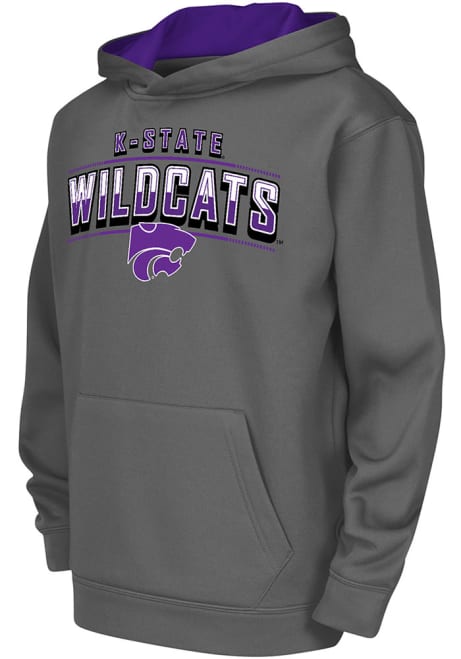 Youth K-State Wildcats Charcoal Colosseum Block Name Drop Long Sleeve Hood