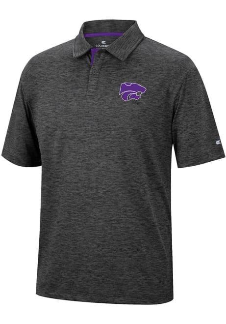 Mens K-State Wildcats Black Colosseum Tournament Short Sleeve Polo Shirt