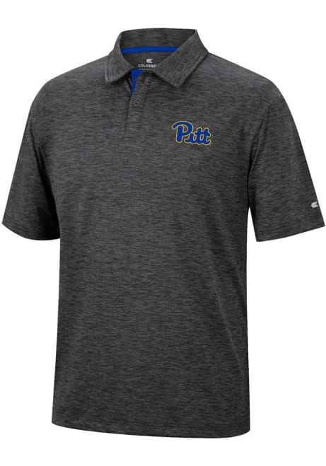 Mens Pitt Panthers Black Colosseum Tournament Short Sleeve Polo Shirt