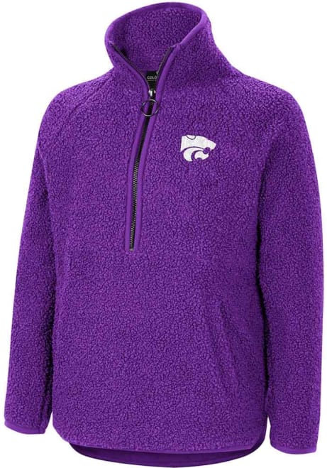 Girls K-State Wildcats Grey Colosseum Walk In The Park LS Tops 1/4 Zip