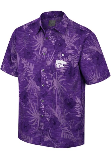 Mens K-State Wildcats Purple Colosseum What Else Short Sleeve Dress Shirt