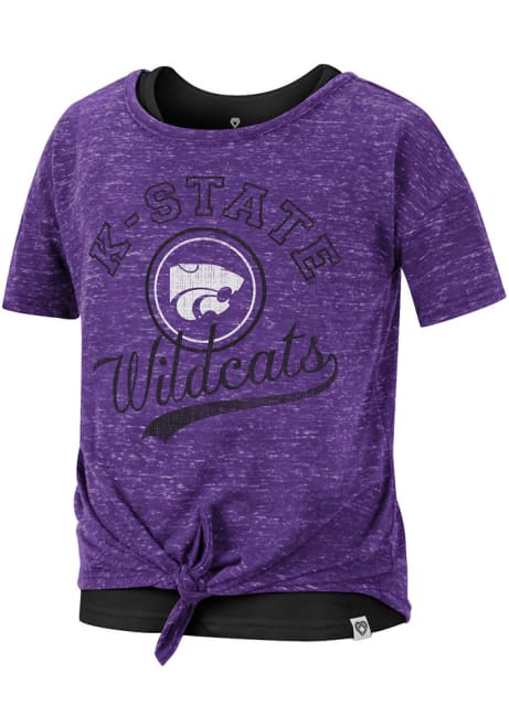 Girls K-State Wildcats Purple Colosseum Stroll 2 Layer Short Sleeve Fashion T-Shirt