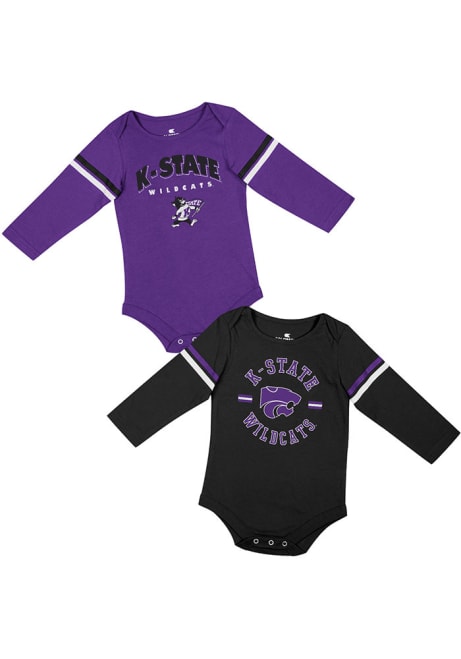 Baby K-State Wildcats Purple Colosseum Ad 2PK LS One Piece Set