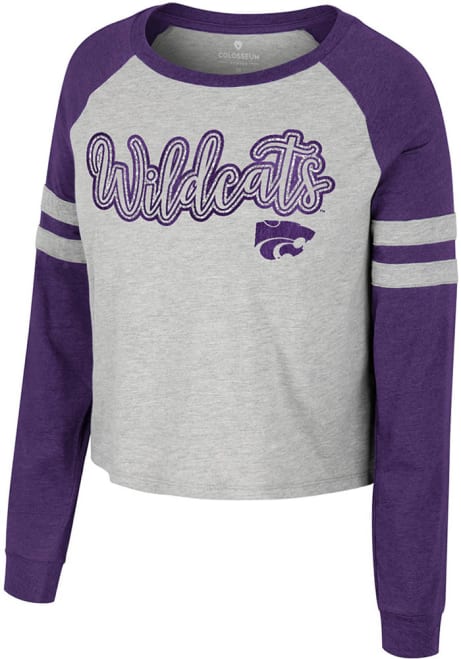 Womens K-State Wildcats Grey Colosseum Im Gliding Here LS Tee