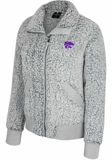 Womens K-State Wildcats Grey Colosseum You Want to Hug Me Sherpa Light Weight Jacket