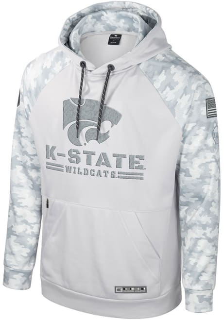 Mens K-State Wildcats Grey Colosseum Ice Long Sleeve Hoodie