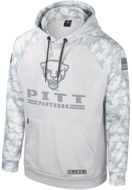 Mens Pitt Panthers Grey Colosseum Ice Long Sleeve Hoodie