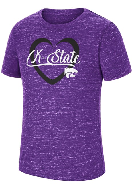 Girls K-State Wildcats Purple Colosseum Knobby Heart Short Sleeve T-Shirt