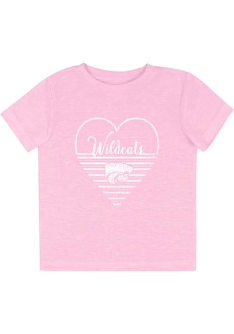 Toddler Girls K-State Wildcats Pink Colosseum Knobby Heart Short Sleeve T-Shirt