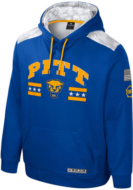 Mens Pitt Panthers Blue Colosseum Cyclone Long Sleeve Hoodie