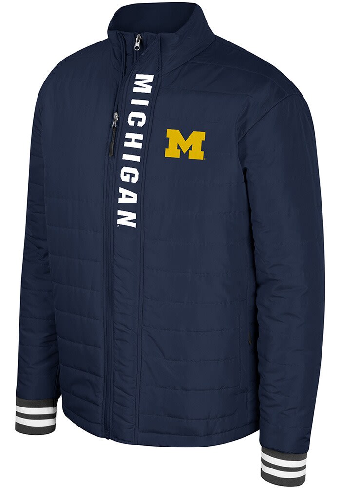 Mens Michigan Wolverines Navy Blue Colosseum Never Stop Puffer Heavyweight Jacket