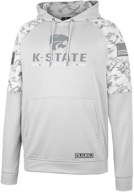 Mens K-State Wildcats Grey Colosseum Clutch Camo Pullover Long Sleeve Hoodie