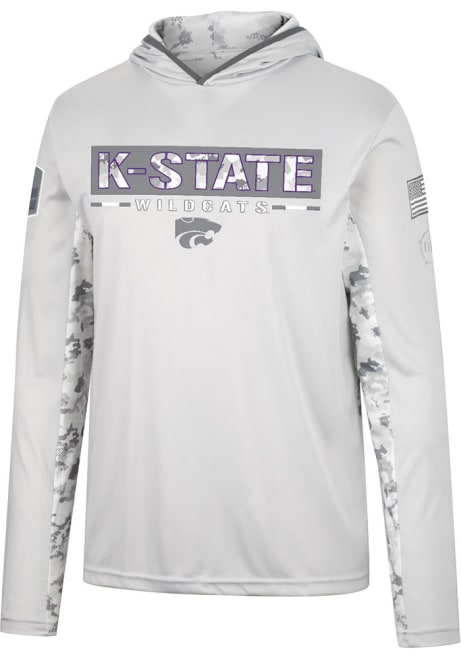 Mens K-State Wildcats Grey Colosseum Ace Camo Windshirt Long Sleeve Hoodie