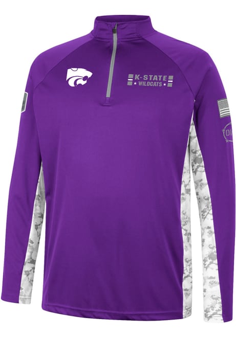 Mens K-State Wildcats Purple Colosseum American Hero Camo 1/4 Zip Pullover