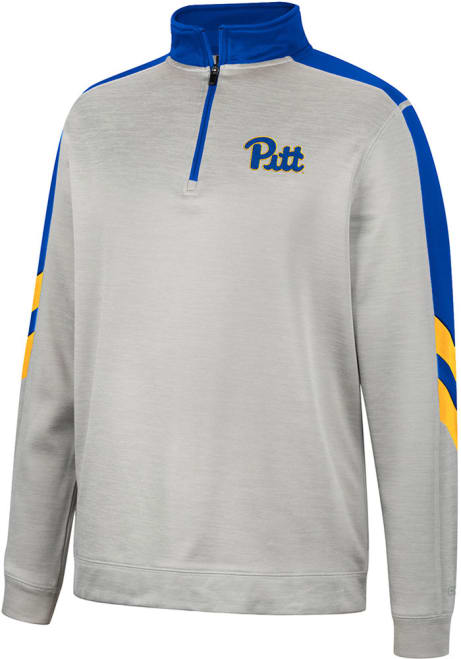 Mens Pitt Panthers Grey Colosseum Bushwood Fleece Qtr Zip Pullover