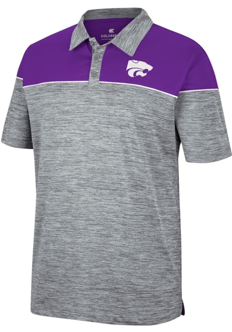 Mens K-State Wildcats Grey Colosseum Birdie Short Sleeve Polo Shirt