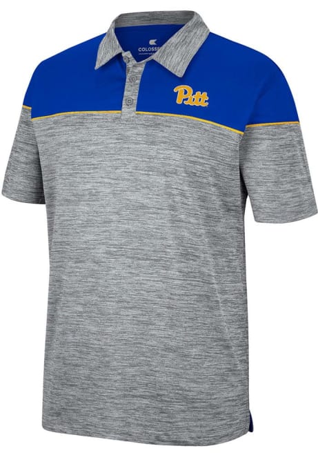 Mens Pitt Panthers Grey Colosseum Birdie Short Sleeve Polo Shirt