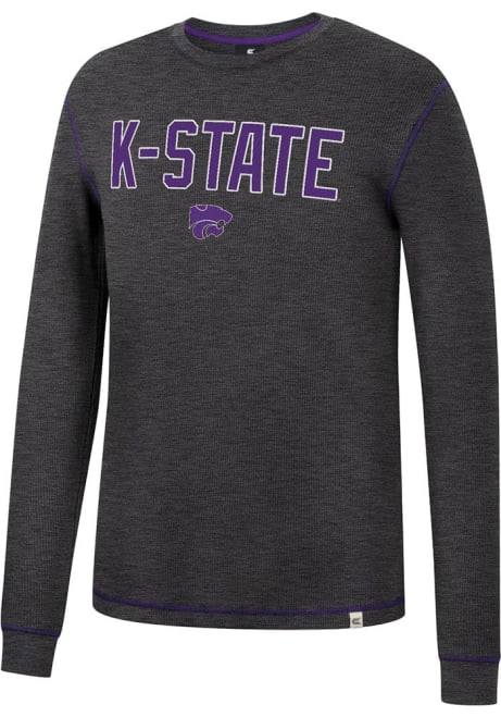 Mens K-State Wildcats Charcoal Colosseum Noonan Thermal Long Sleeve Fashion T Shirt