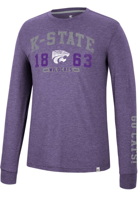 Mens K-State Wildcats Purple Colosseum Zen Philosopher Long Sleeve Fashion T Shirt