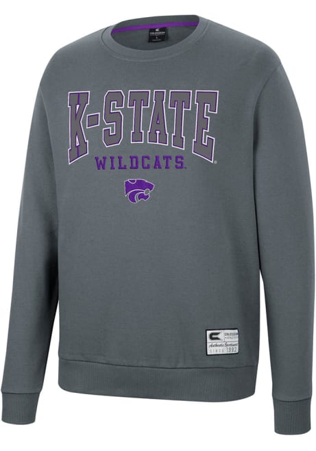 Mens K-State Wildcats Charcoal Colosseum Scholarship Fleece Crew Sweatshirt