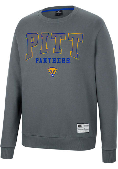 Mens Pitt Panthers Charcoal Colosseum Scholarship Fleece Crew Sweatshirt