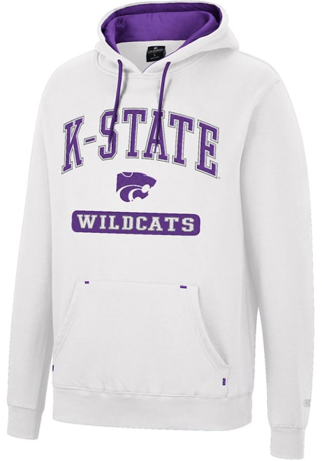 Mens K-State Wildcats White Colosseum Scholarship Fleece Hooded Sweatshirt