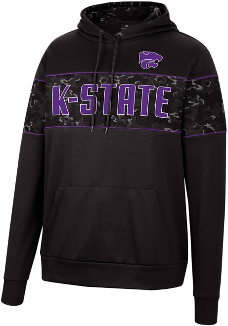 Mens K-State Wildcats Black Colosseum Tonal Wager Pullover Long Sleeve Hoodie